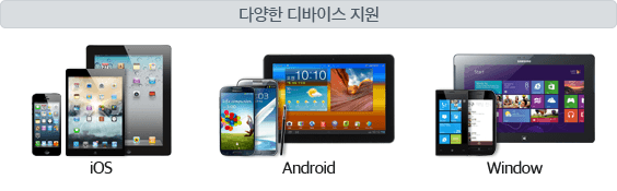 다양한 디바이스 지원 : IOS, Android, Window